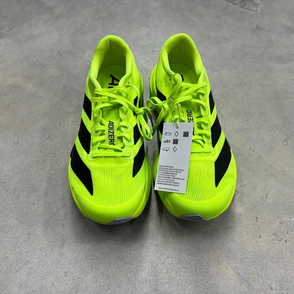 Adidas Men's Adizero EVO SL Running Shoe Lucid Lemon Core Black JR3416 - New - Picture 4 of 6